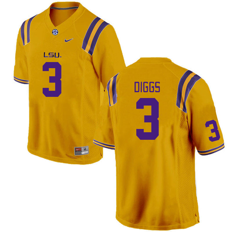 Men #3 Logan Diggs LSU Tigers College Football Jerseys Stitched Sale-Gold - Click Image to Close